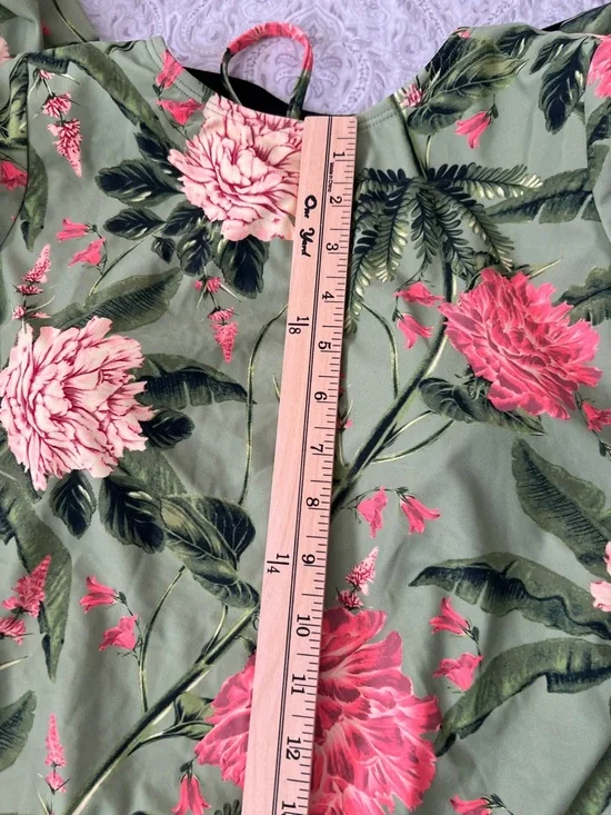 Aguabendita  X Target Peony Floral Print Long Sleeve One Piece Swimsuit Size M - Picture 11 of 12